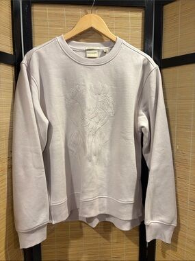 Scotch & Soda Lavender Crewneck Sweatshirt with Embroidered Floral Motif